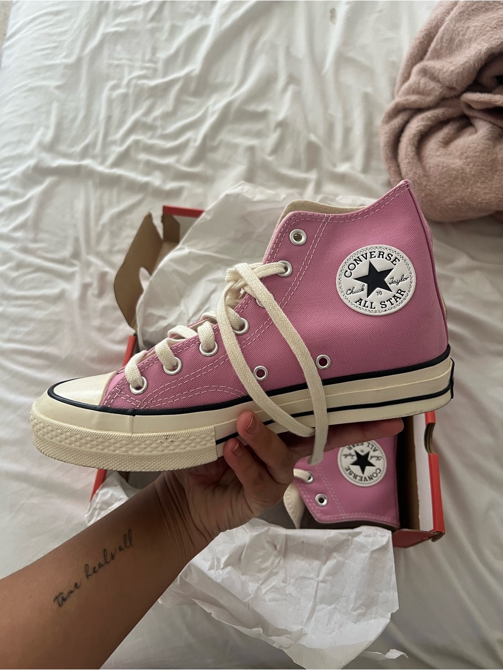 Converse High Top Sneakers in Bubblegum Pink - Picture 9 of 11